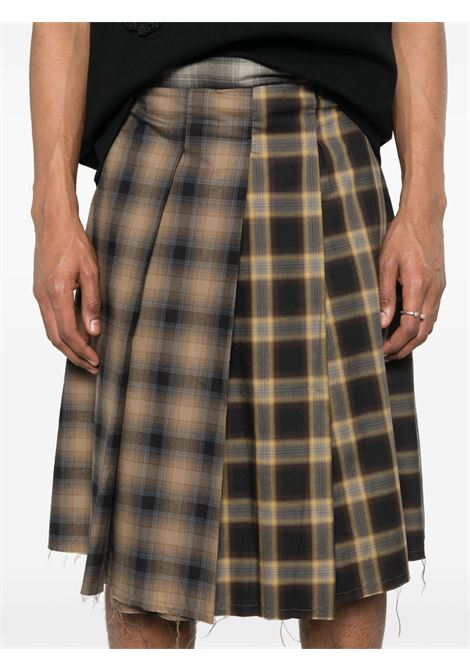 Brown pleated checked skirt Song for the mute - men SONG FOR THE MUTE | 251MSK001MLT